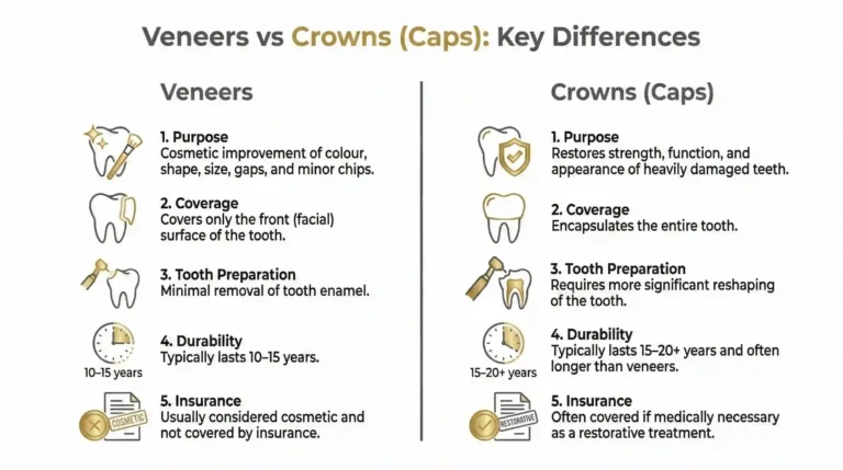veneers vs crowns difference's